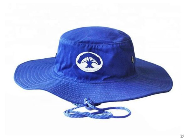 Custom Wide Brim Blue Sun Hat With String