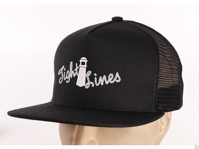 Black Cotton Screen Printed Trucker Hats