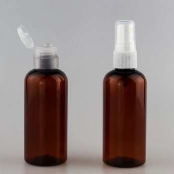 100 Ml Empty Plastic Amber Pet Bottle With Sprayer And Disc Cap