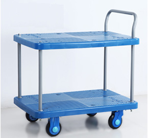 2 Shelf Plastic Noiseless Utility Handcart Mobile Mute Platform Hand Trolley Ls150 T2