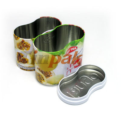 2 Tiered Unique Tin Can Food Packaging Peanut Shape