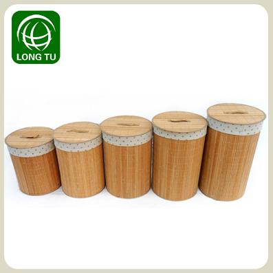 2013 New Fashion And Practical Folding Bamboo Laundry Basket Hamper With A Lid Lining