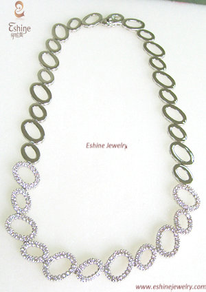 2014 Hot Sale White Rhodium Plated Brass Jewelry Necklace Cz