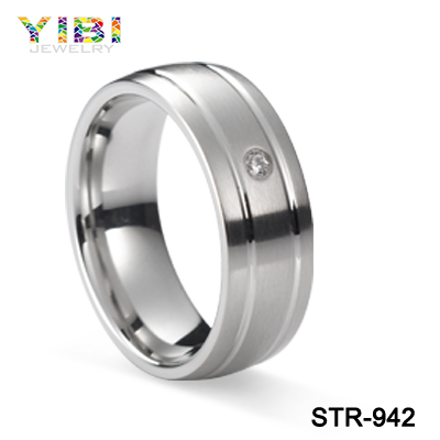 2016 New 6mm Single Diamond Men S Wedding Band Stainless Steel Ring