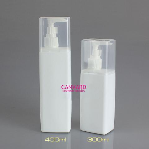 300ml 400ml Square Lotion Bottle Plastic Pump Shampoo