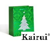 3d Laser Christmas Tree Gift Paper Bag Kr0011 Green