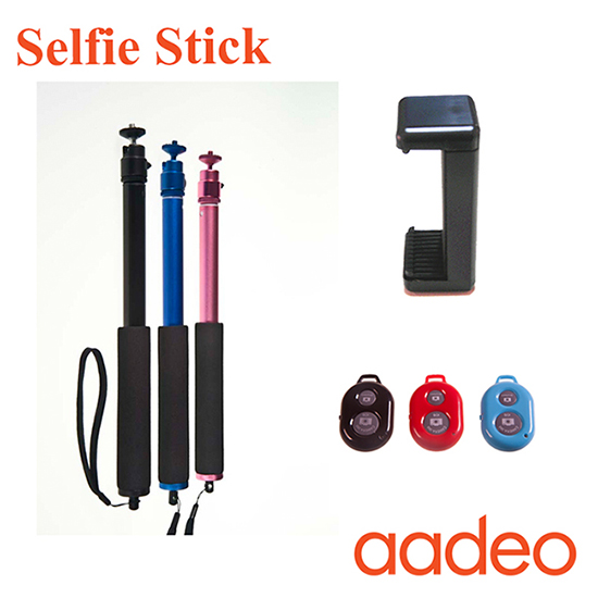Aadeo 2015 Colorful Wireless Monopod Selfie Stick With Bluetooth Shutter Button For Iphone And Samsu