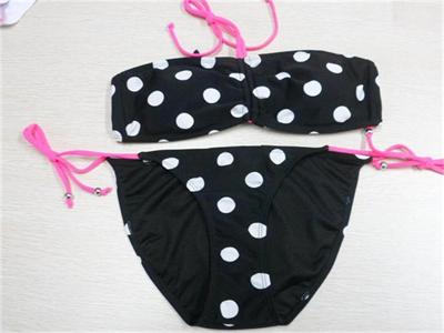 Bikini Of White Dots Adorned On Black Cute And Lovely