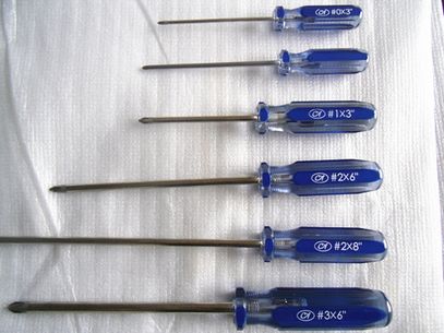 Blue Acetate Phillips Screwdriver With Different Blades