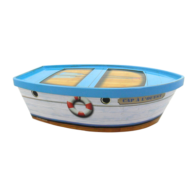 Boat Shaped Metal Box For Packing Tea Candy Chips Tin Container