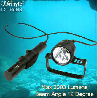 Brinyte Cree Led Underwater 200m Canister Diving Flashlight