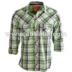 Casual Shirt For Men In Green Checks