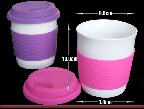 Ceramic Mug Promotional Gift Cup Tumbler Drinkware Double Wall With Silicone Lid And Band