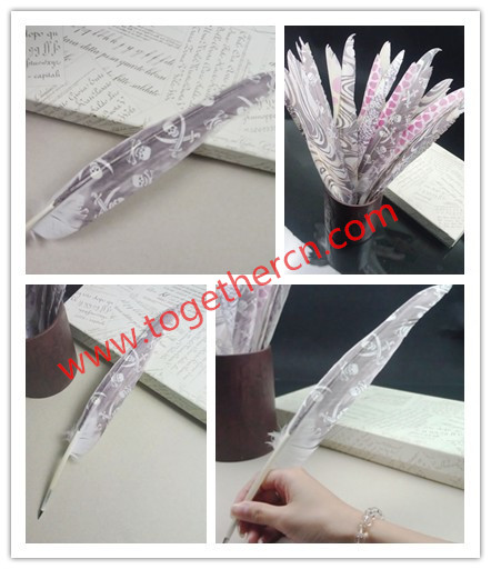 China Manufacture Hot Sell Party Wedding Feather Pen Logo Business