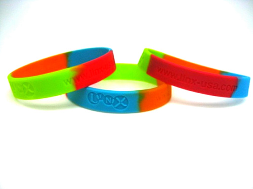 Color Mixed In Silicone Wristband With Your Own Style Logo