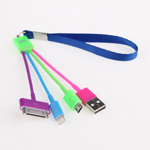 Colorful Convenient 3 In 1 Usb Charger Cable For Iphone 4s 5 Samsung Htc Blackberry Sony