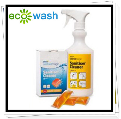Concentrated Sanitizer Cleaner Encapsulated In Water Soluble Sachets