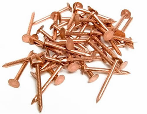 Copper Nails Made Of Wire With Point End And Flat Head