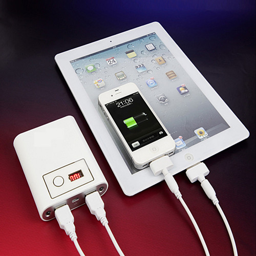 Dual Usb Universal Li Ion Power Bank For Iphone Mobile Ipad Ipod With Led Light High Capacity