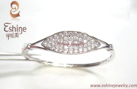 Fashion Full Gemstones Sterling Silver Cz Jewelry Bangle Wholesale
