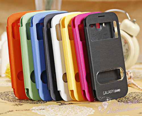 Flip Leath Case For Samsung Galaxy Grand Duos I9082 With Split Rear Opening Screen