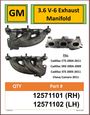 Gm 3 6 V Exhaust Manifolds Right And Left 1101 1102