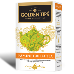 Golden Tips Jasmine Green Tea 20 Full Leaf Pyramid Bags