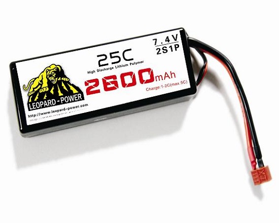 High Rate Leopard Power Lipo Battery For Rc Models 2600mah 2s 25c