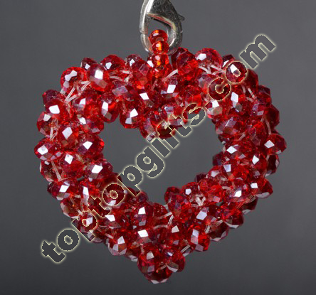 Hollow Crystal Beaded Heart Pendant