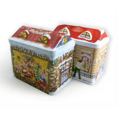 House Shaped Tin Box Chocolate Metal Container