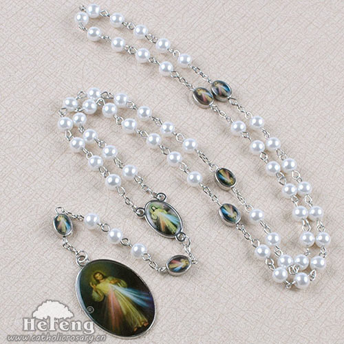 Jesus Rosary Saint S Religious Pearl Pendant Necklace