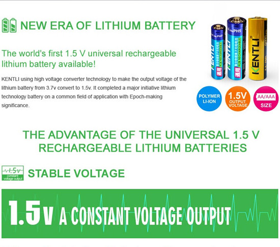 Kentli Rechargeable Li Ion Batteries Aa 1 5v Battery