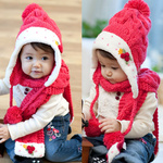 Kids Kitted Wool Winter Hats With Ear Flap
