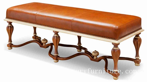 Leather Chair Bed End Stool Classical Wood Fu 138