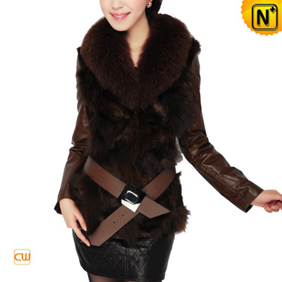 Leather Fur Jacket 2012 Winter Classic Brown Real Fox