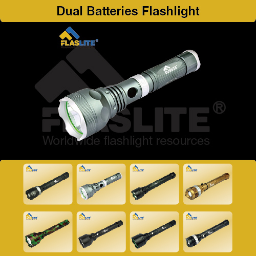 Led Dual Batteries Flashlight Flaslite
