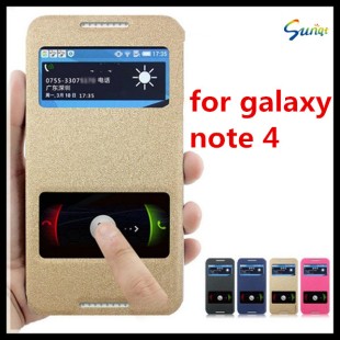 Luxury S View Leather Filp Case For Samsung Note 4