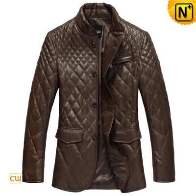 Men S Checkered Design Real Sheepskin Leather Jacket