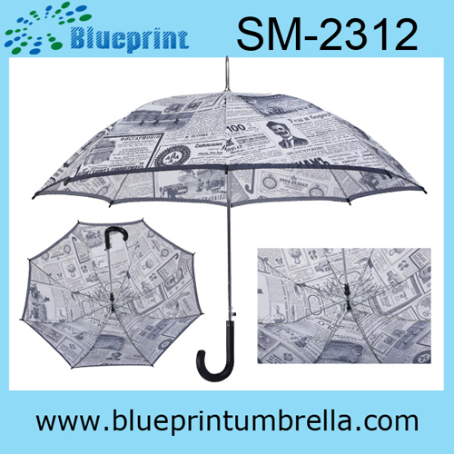 Metal Frame Stick Rain Paper Umbrella