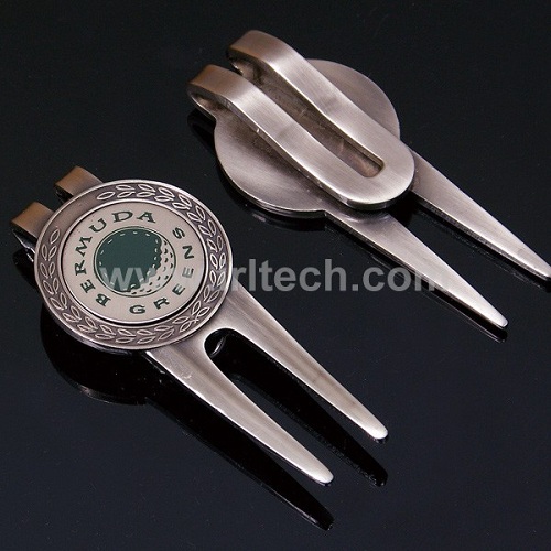 Metal Golf Divotl Pitch Fork Fine Divot Tool With Customized Designs