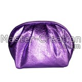 Metallic Leather Bag Purple Makeup Cosmetic Toiletry Wrinkle
