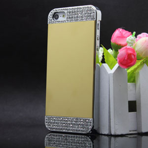 New Design Mirror With Metal Crystal Diamond Case For Iphone 5 5s