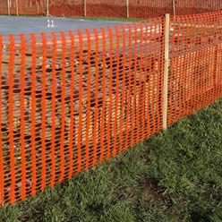 Orange Plastic Snow Fence As Warning Barrier