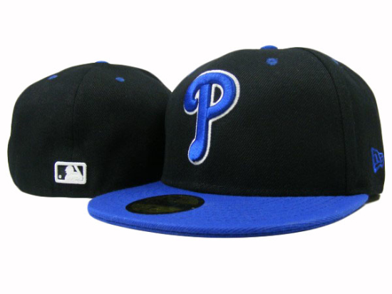 Philadelphia 76ers Black Fitted Hat With Blue Brim