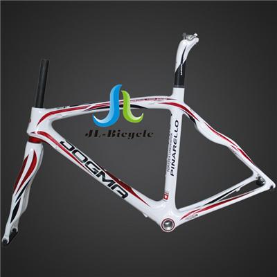 Pinarello Dogma 2 Road Bike Carbon Fiber Integrated Frame Fork Seatpost Headset Clamp White Red