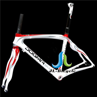 Pinarello Dogma 60 1 Road Bike Carbon Fiber Integrated Frame Fork Seatpost Headset Clamp White Red