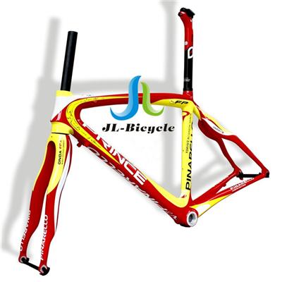 Pinarello Dogma 60 1 Road Bike Carbon Fiber Integrated Frame Fork Seatpost Headset Clamp Yellow Red