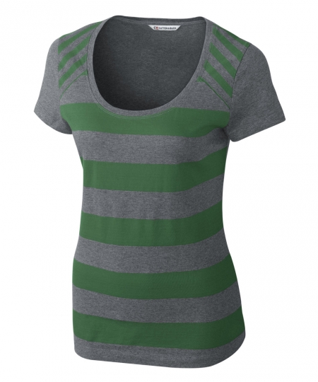 Polos T Shirt For Women In Green Strip