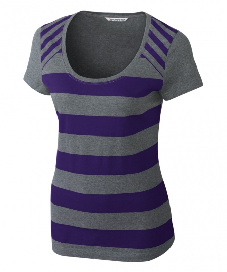 Polos T Shirt For Women In Purple Strip