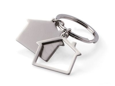 Promotional Metal Keychains Doulb House Shaped